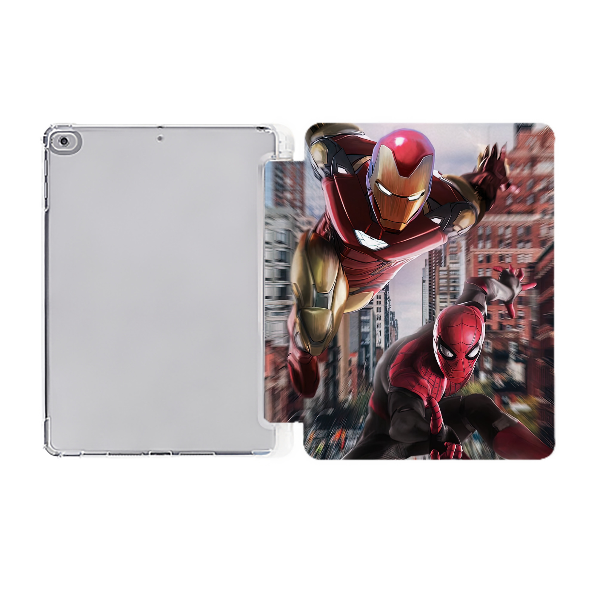 （画像用） Spider Man スパイダーマン IPad ケース ペン収納付き 三つ折りスタンド PUレザー×シリコン 対応機種9.5/10.5/10.9インチ